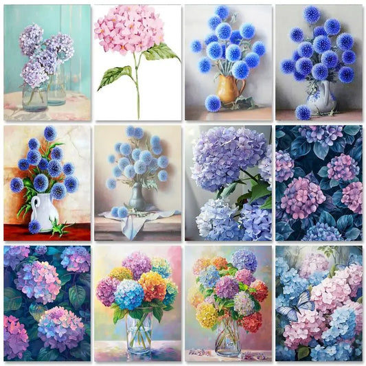 Schilderen op nummer - Klassieke Hortensia op Canvas