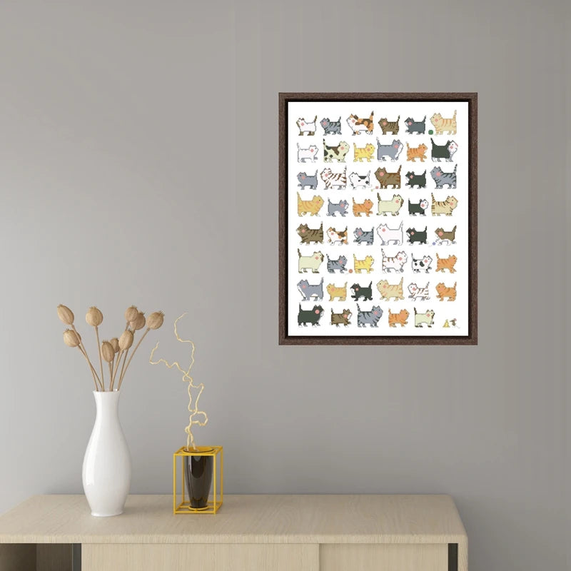 Borduurpakket 47 Cartoon Katten Kruissteek met Telpatroon - 11/14/18ct