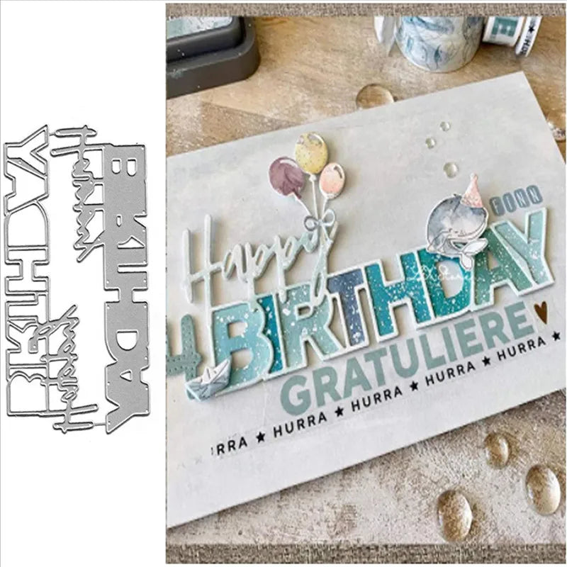 Metalen snijmal Happy Birthday letters – 15x8,6 cm