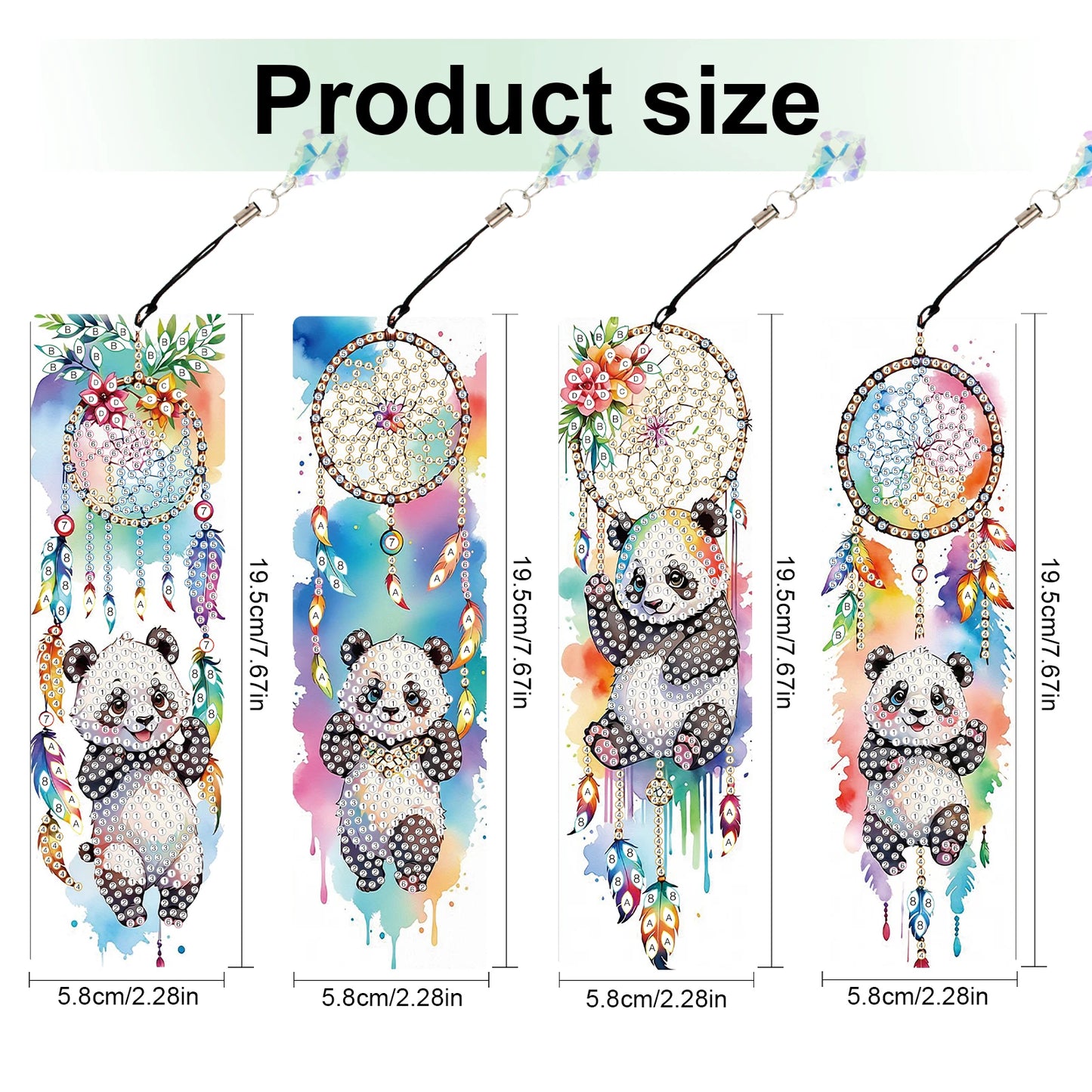 Diamond Painting Boekenlegger Panda en Vos Set van 8 Stuks