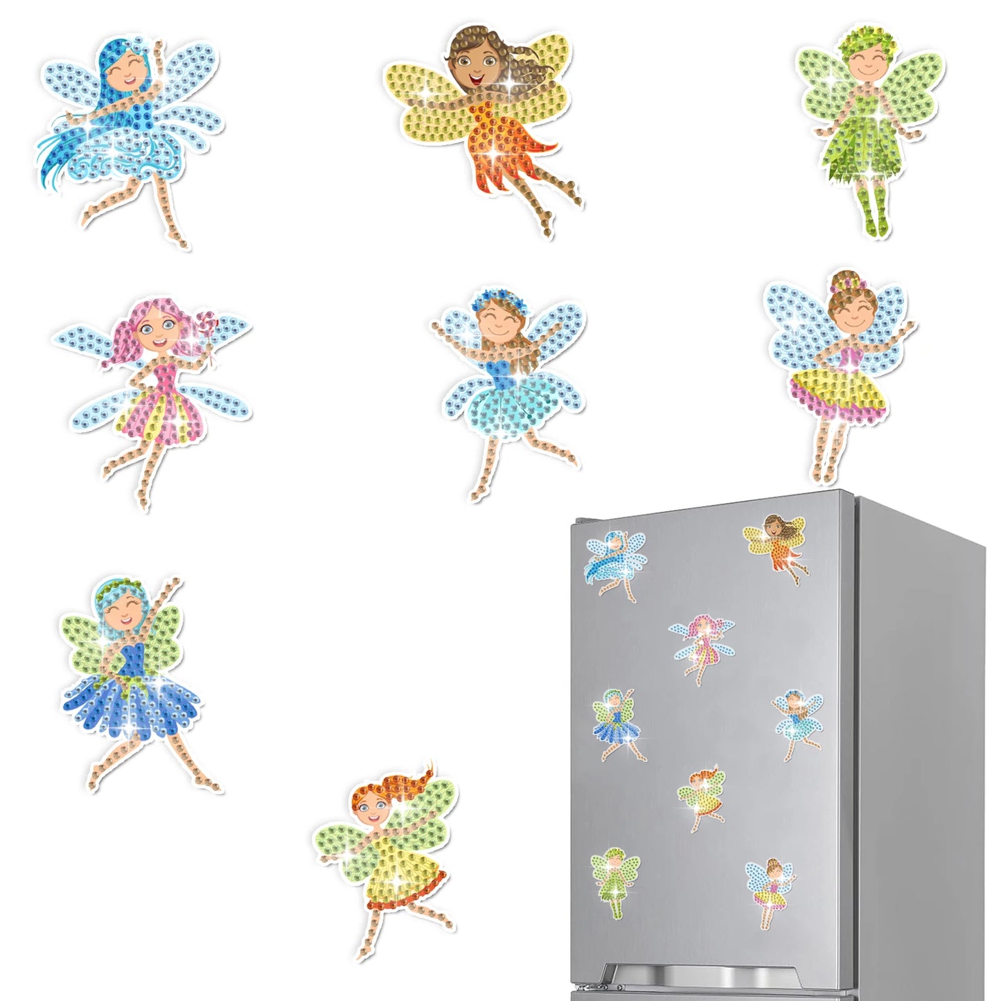 Diamond Painting Magneten - Set van 8 Koelkastmagneten met Speciale Vorm Steentjes