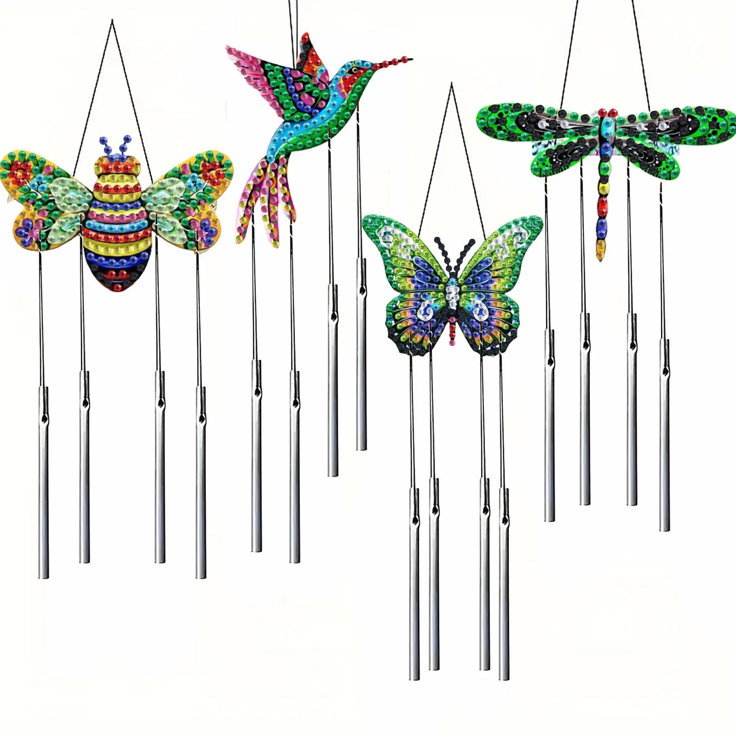 Diamond Painting Windgong Vlinders - Dubbelzijdig - Set van 4