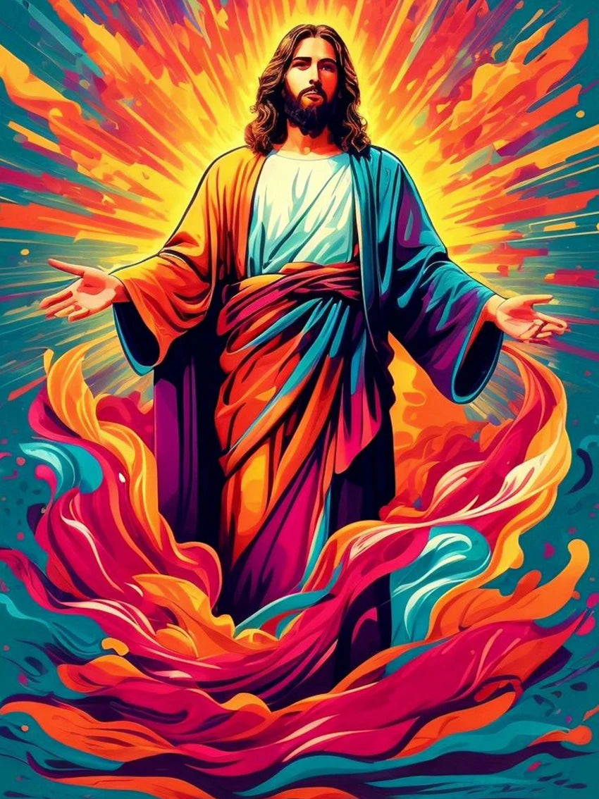AB Diamond Painting op canvas – Religieus Thema – Jezus – Volledige bedekking – Keuze uit ronde of vierkante AB/Fairydust steentjes