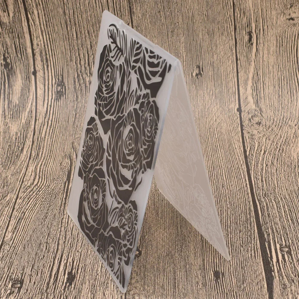 Embossing folder rozen bloemen kunststof voor kaarten en scrapbooking