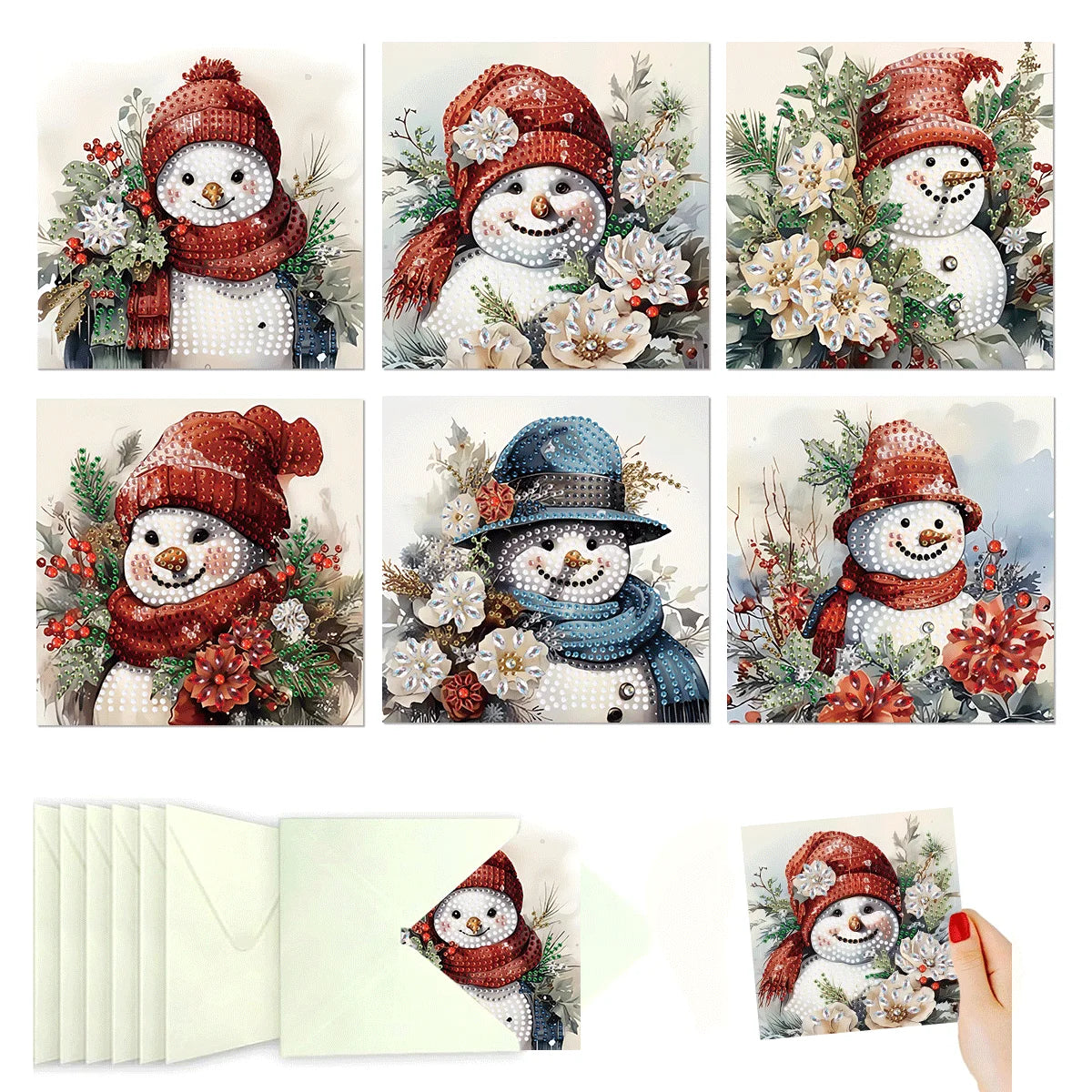 Diamond Painting Kerstkaarten set 6 stuks met kerstmotieven - HK074