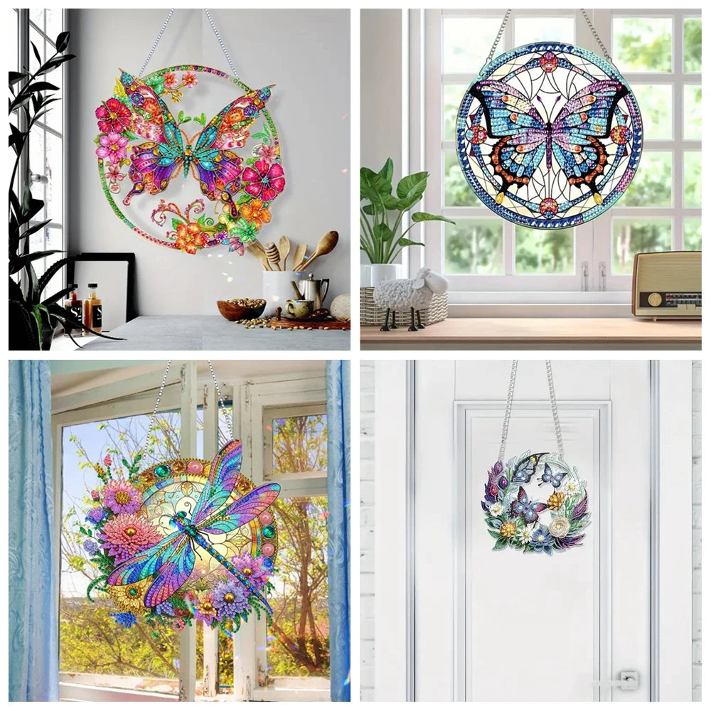 Diamond Painting Hangend ornament Vlinder, kolibri en libelle