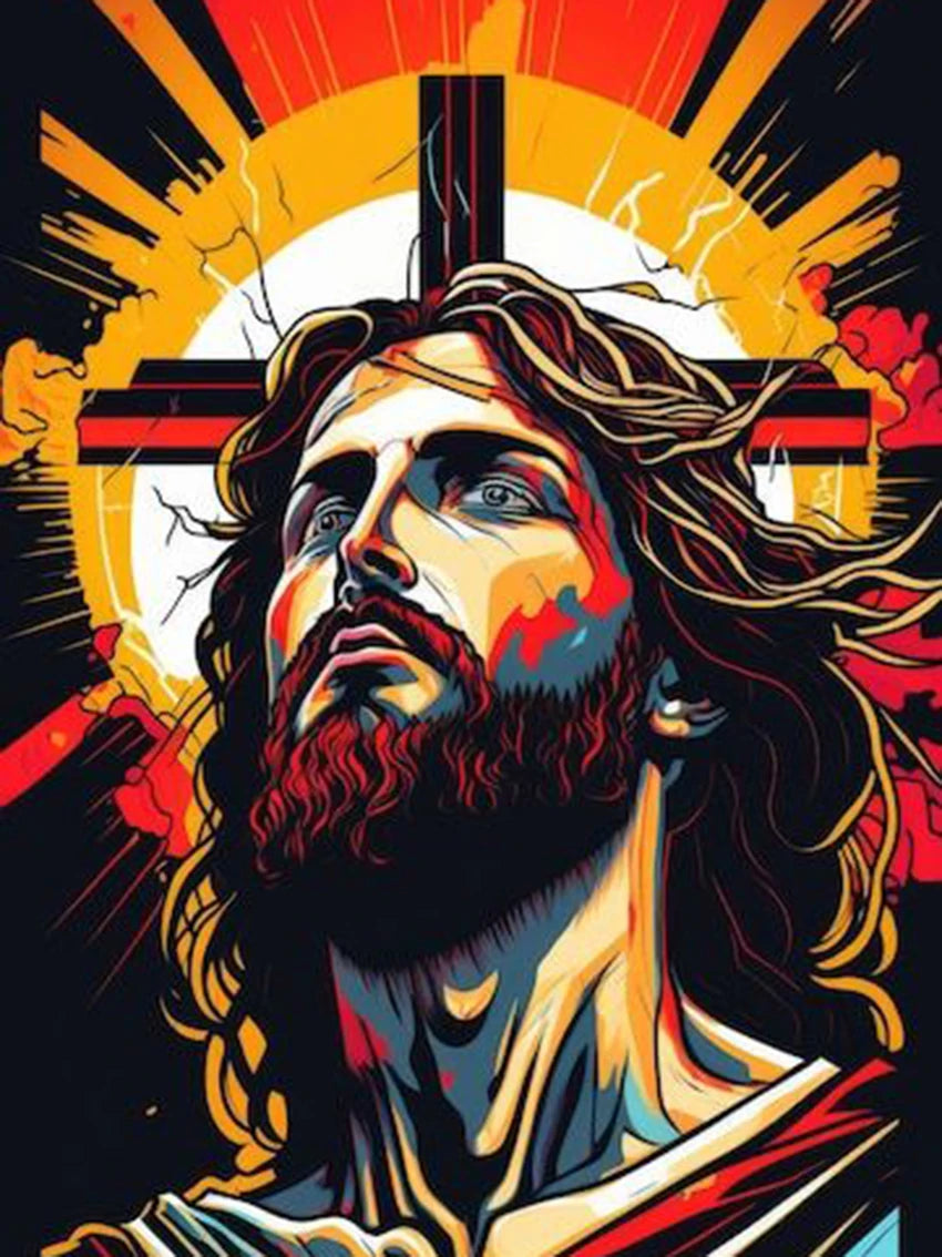 AB Diamond Painting op canvas – Religieus Thema – Jezus – Volledige bedekking – Keuze uit ronde of vierkante AB/Fairydust steentjes