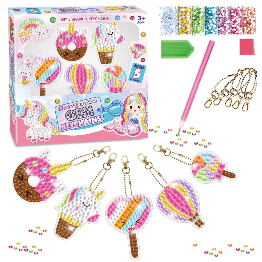 Diamond Painting Sleutelhanger set - Zeemeermin en Eenhoorn - voor kinderen