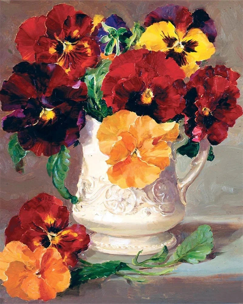Schilderen op nummer – Bloemen met Rozen en Pioenen op Canvas