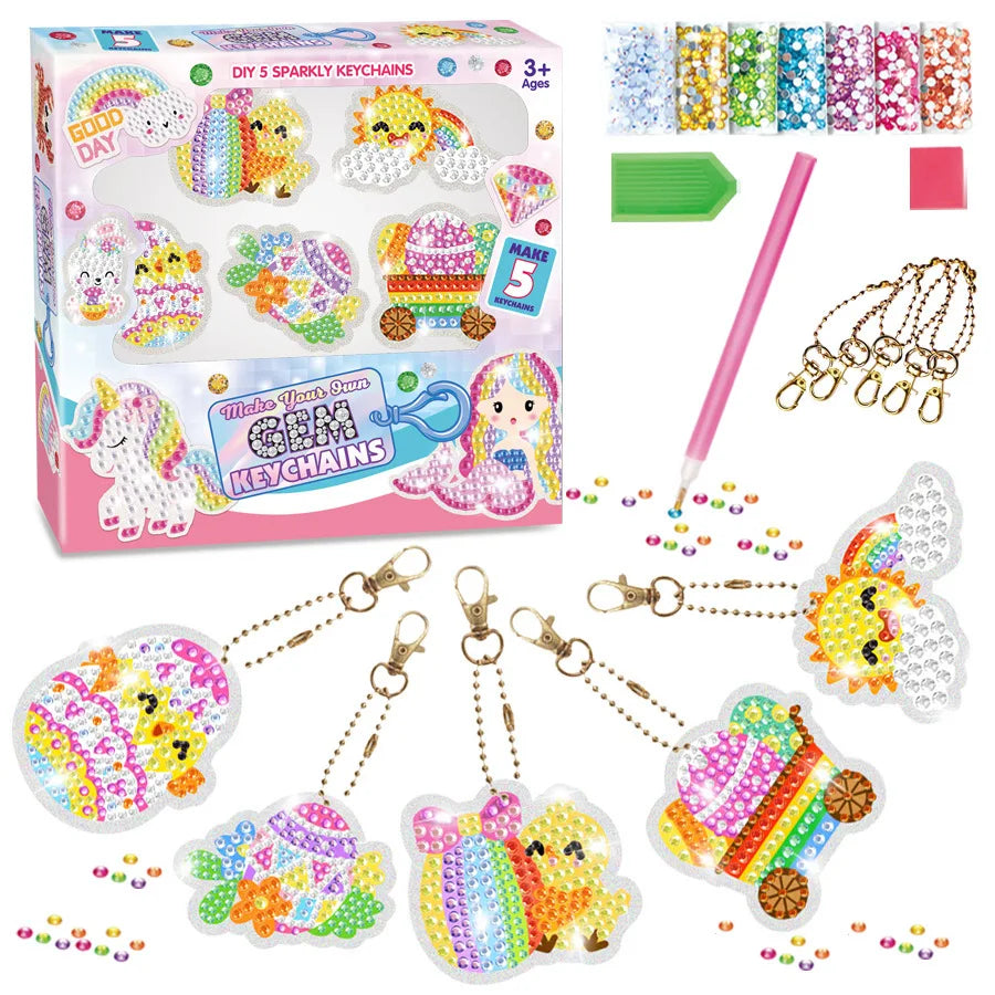 Diamond Painting Sleutelhanger set - Zeemeermin en Eenhoorn - voor kinderen