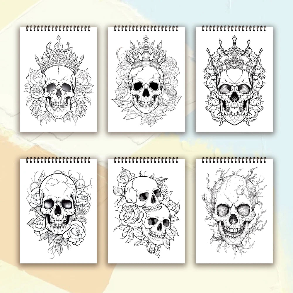 Kleurboek voor volwassenen – Rose Skull & Grote Oogmonsters