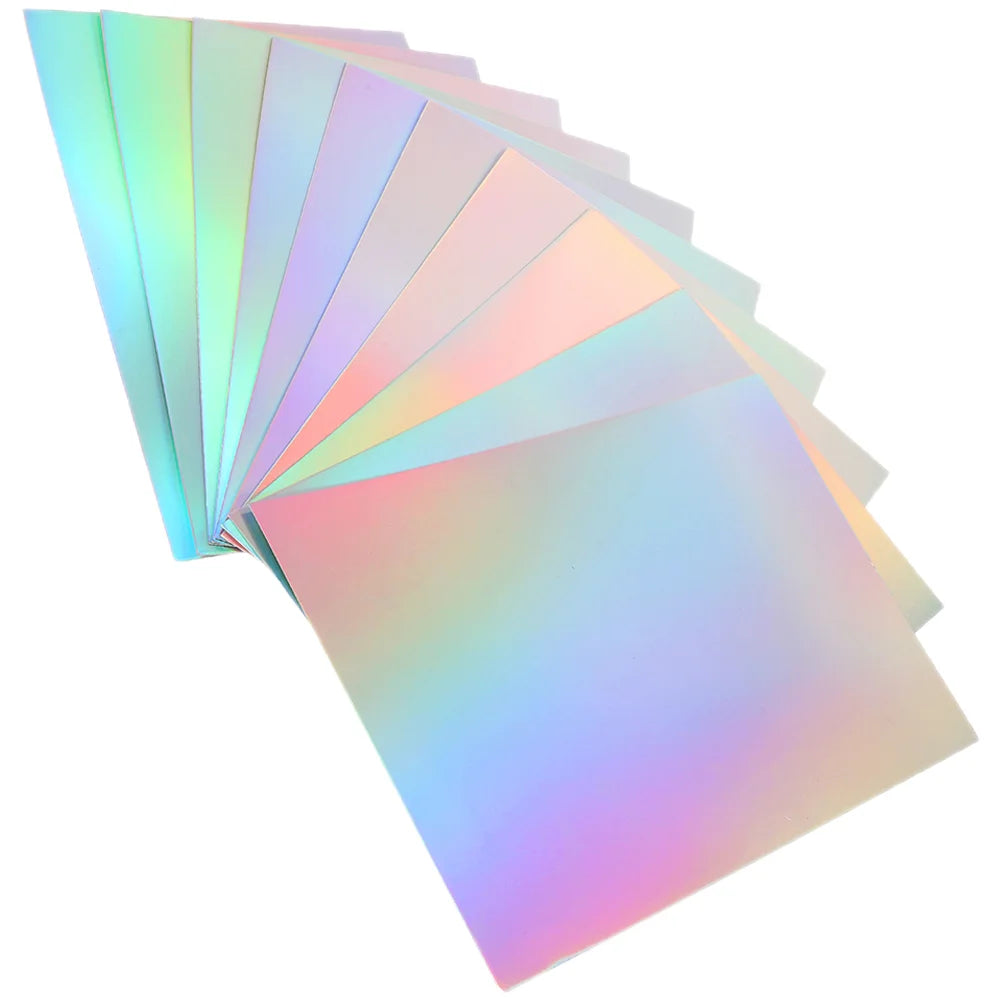 10 Vellen Metallic Regenboog Karton – Holografisch Knutselpapier