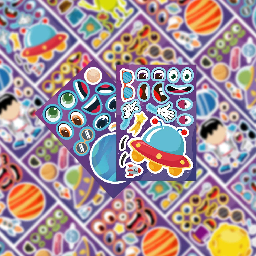 Sticker pret – Schattige ruimte stickers met planeten & astronauten (8 stuks)