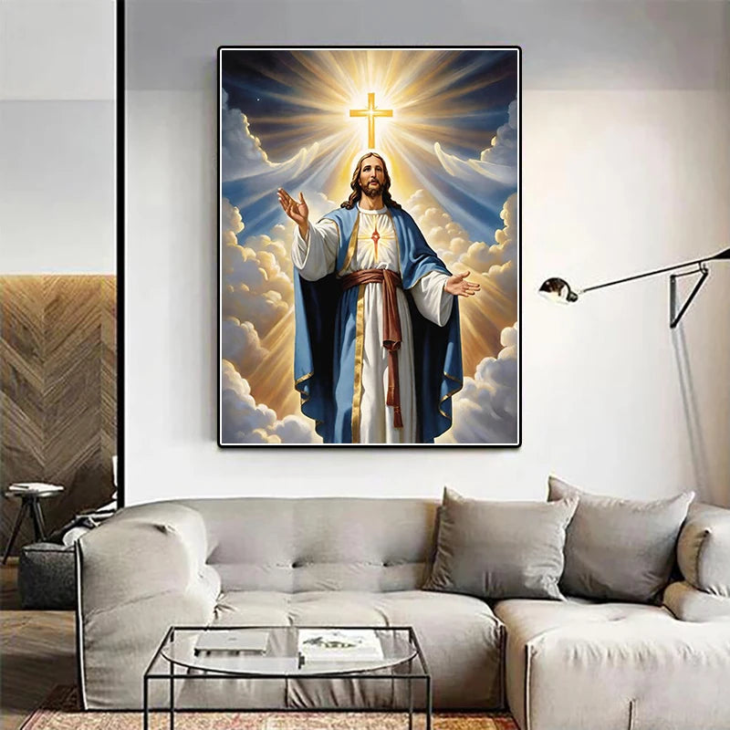 AB Diamond Painting op canvas – Religieus Thema – Jezus – Volledige bedekking – Keuze uit ronde of vierkante AB/Fairydust steentjes
