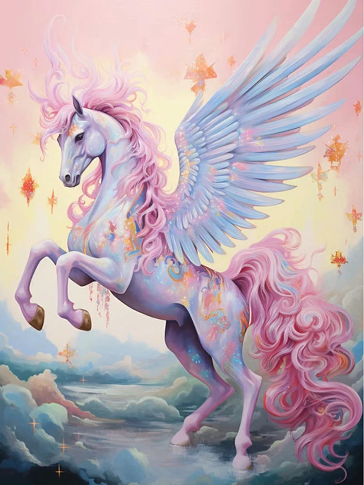 AB Diamond Painting op canvas – Eenhoorn met bloemen – Volledige bedekking – Keuze uit ronde of vierkante AB/Fairydust steentjes
