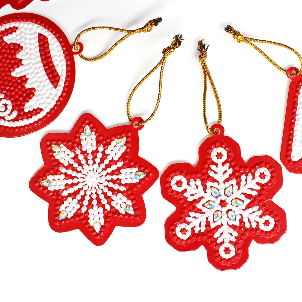 Diamond Painting Kersthangers – Set van 8/10 Pinguïns Sleutelhangers met Strass – DIY Kerstdecoratie