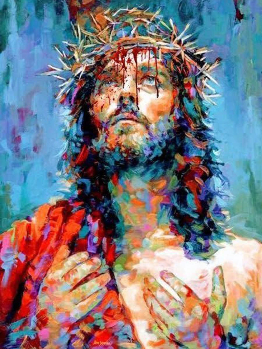 AB Diamond Painting op canvas – Religieus Thema – Jezus – Volledige bedekking – Keuze uit ronde of vierkante AB/Fairydust steentjes