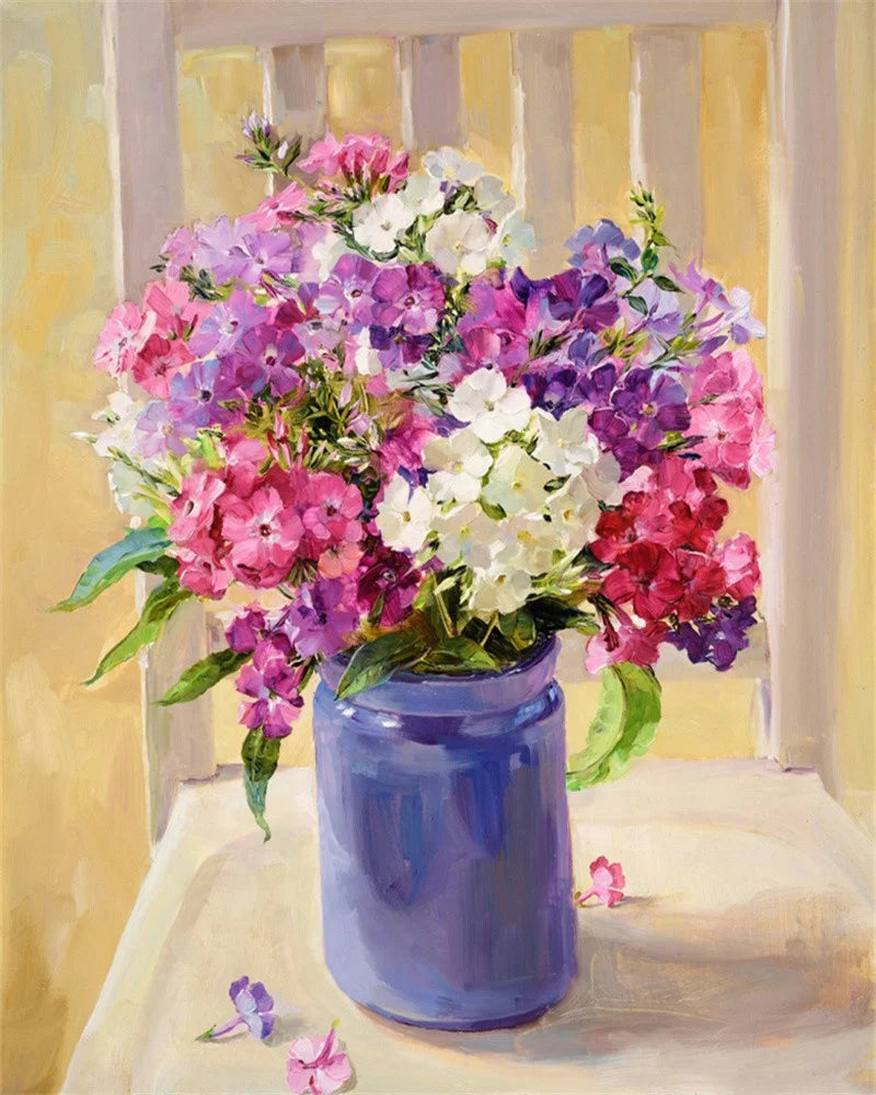 Schilderen op nummer – Bloemen met Rozen en Pioenen op Canvas
