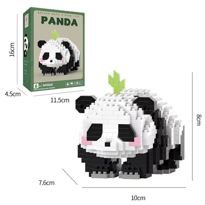 Bouwpakket Panda met Bloemen – Schattige Mini Blokken voor Jong & Oud