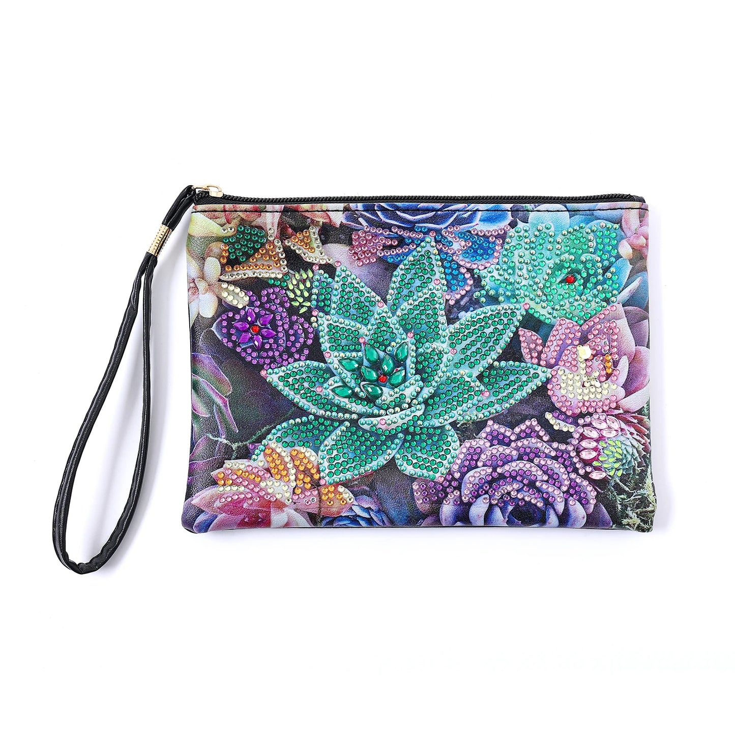 Diamond Painting Etui Mandala Cactus – Luxe PU Leren Handtas met Strass