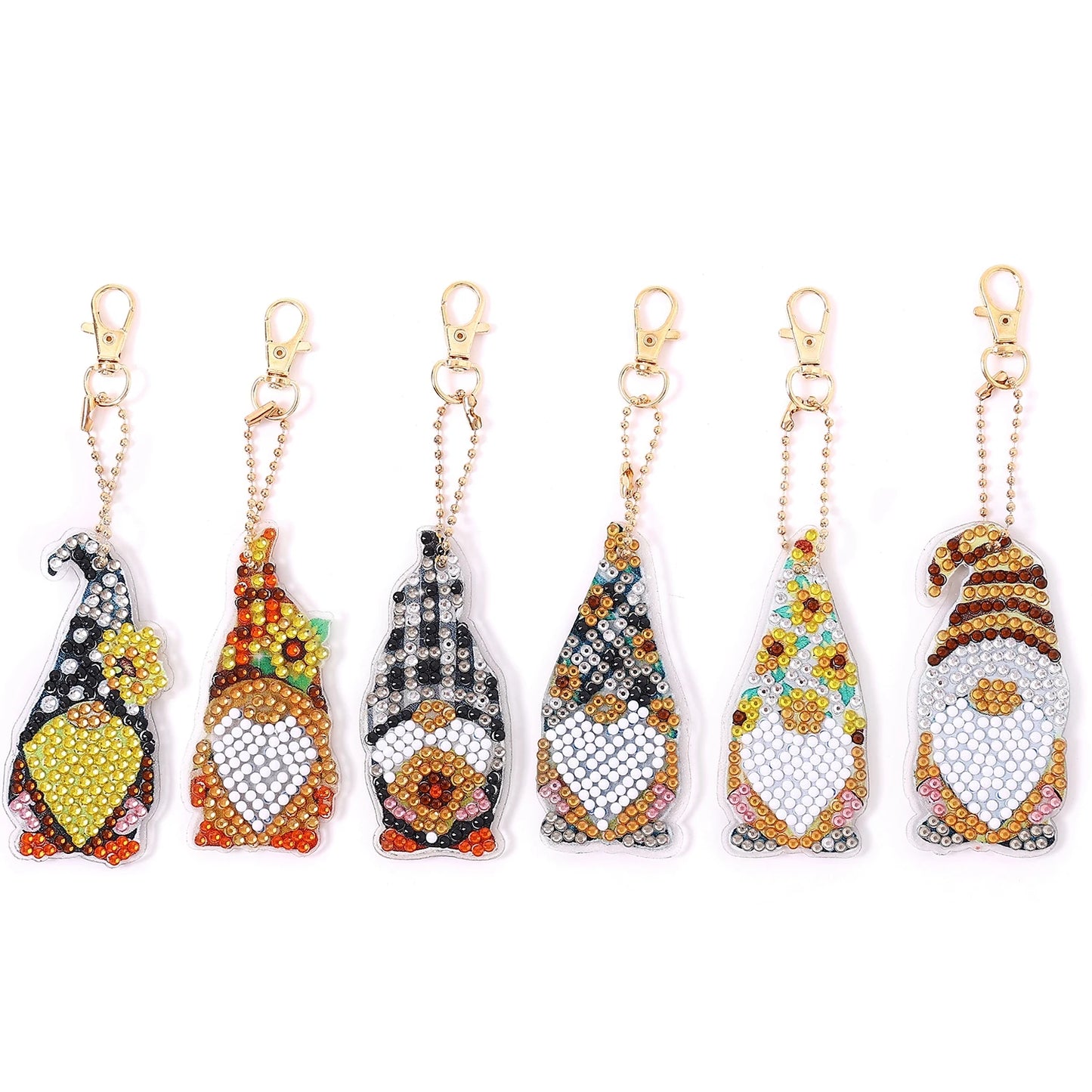 Diamond Painting Sleutelhanger set - Kabouters - Dubbelzijdig - 6 stuks