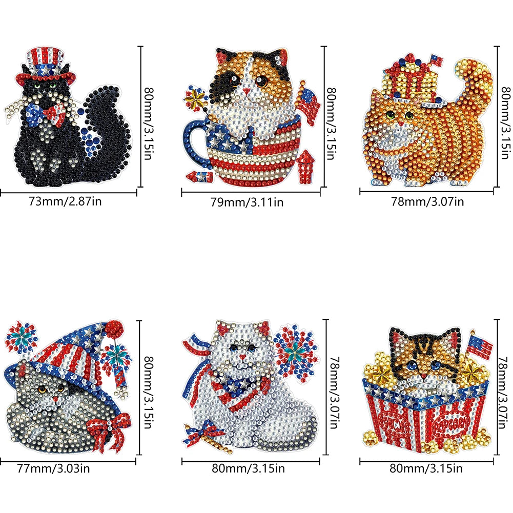 Diamond Painting Magneten – Set van 6 Koelkastmagneten (Eten, Bloemen of Amerikaanse Thema's)