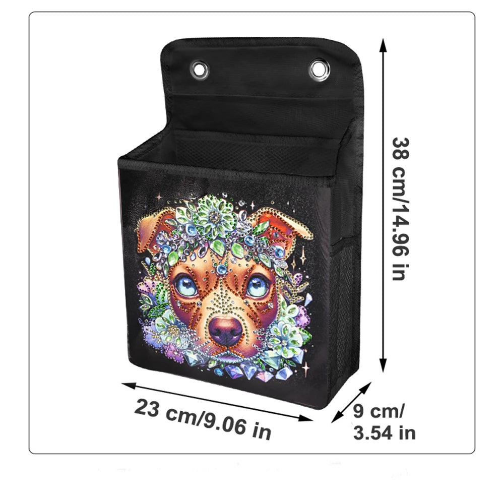 Diamond Painting Opbergzak Hond met Bloemen – Inclusief Steentjes en Tools