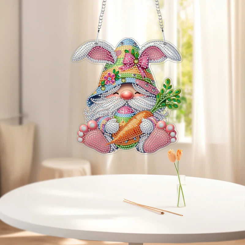 Diamond Painting Hangend Ornament Pasen - Konijn met Wortel