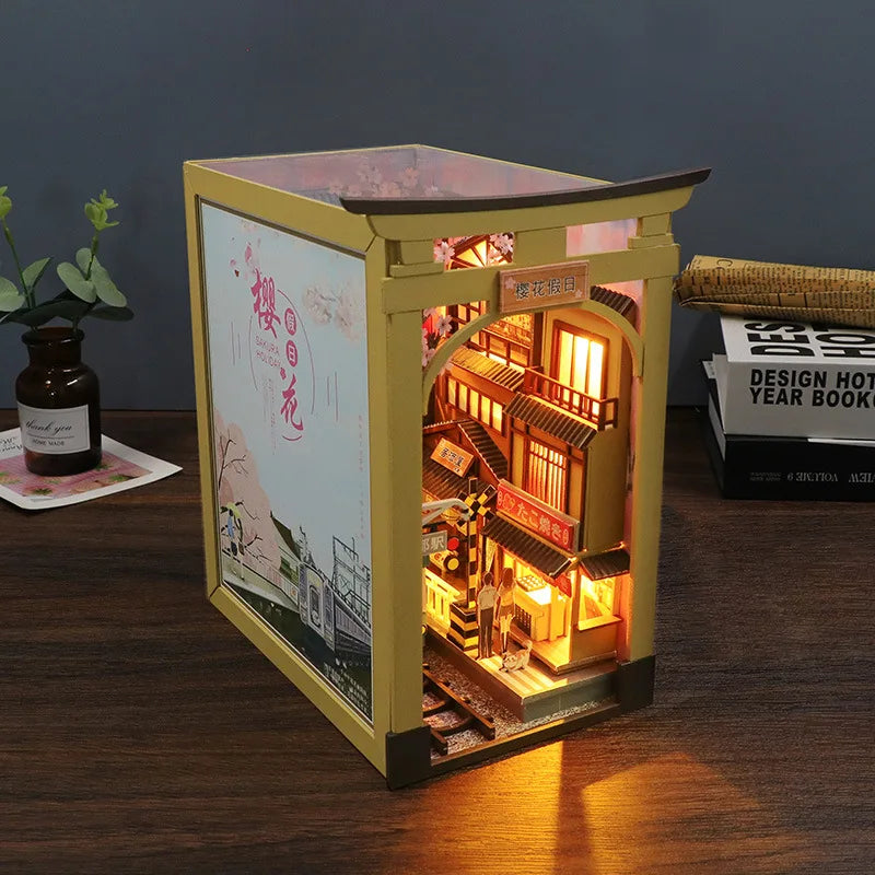 Zelfbouw Miniatuurhuisje – Houten Boek Nook Bouwpakket met Verlichting