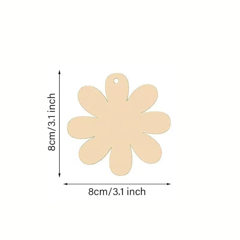 Houten figuur om zelf te kleuren/schilderen – bloemen hangers (10 stuks)