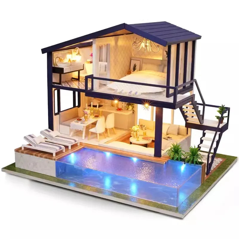 Zelfbouw Miniatuurhuisje – Compleet Houten Bouwpakket met Meubels