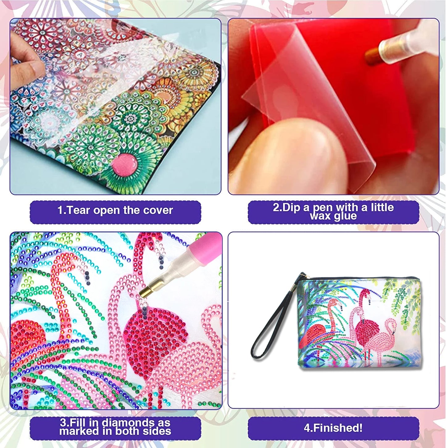 Diamond Painting Etui - Vlinder Mandala Handtas van PU Leer