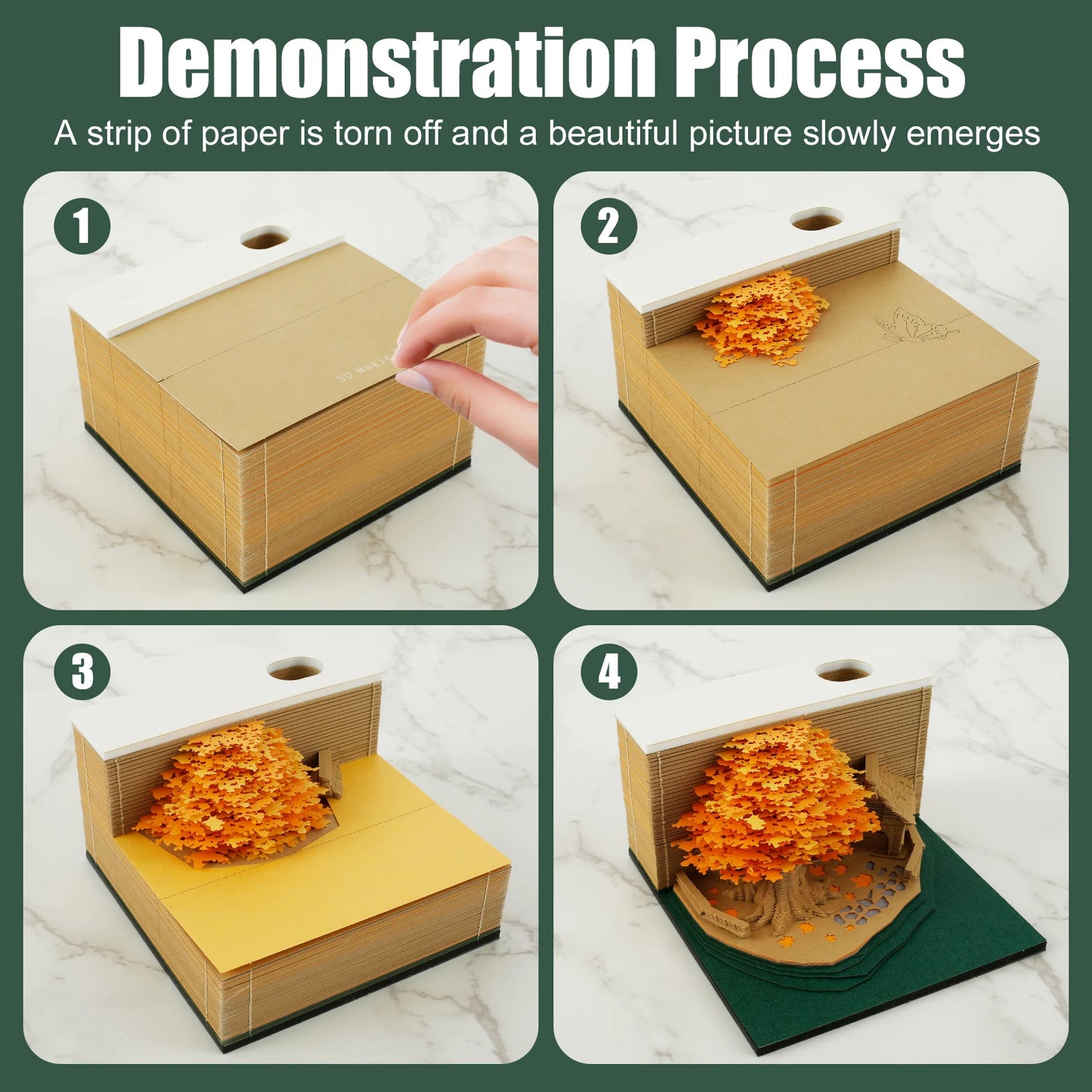 3D Papier Sculptuur Notitieblok met LED – Creatieve Bureau Decoratie