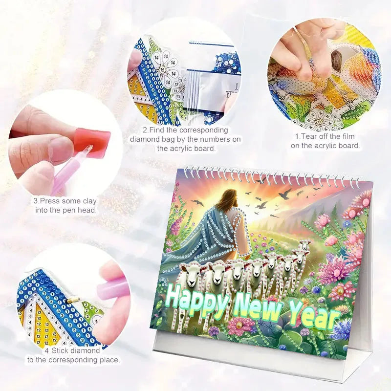Diamond Painting Kalender met 13 afbeeldingen - 4 varianten