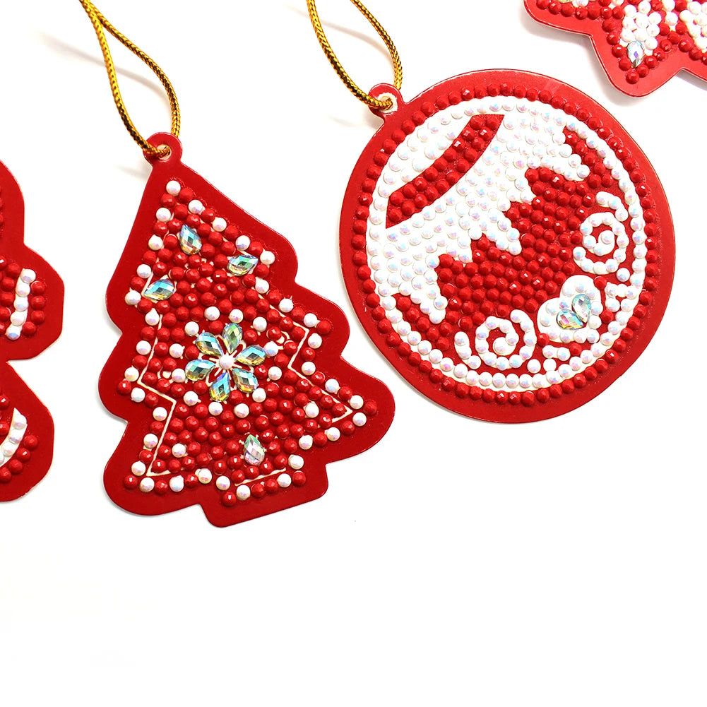 Diamond Painting Kersthangers – Set van 8/10 Pinguïns Sleutelhangers met Strass – DIY Kerstdecoratie