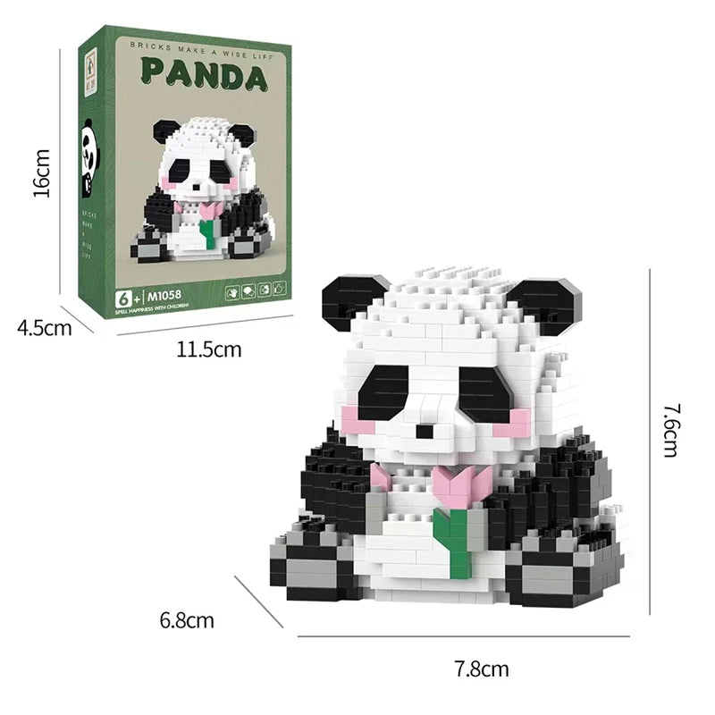 Bouwpakket Panda met Bloemen – Schattige Mini Blokken voor Jong & Oud