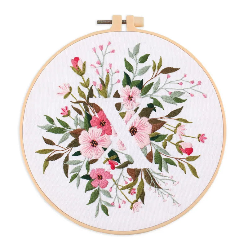 Borduurpakket Rond Bloemen Alfabet O-Z Kruissteek voor Beginners
