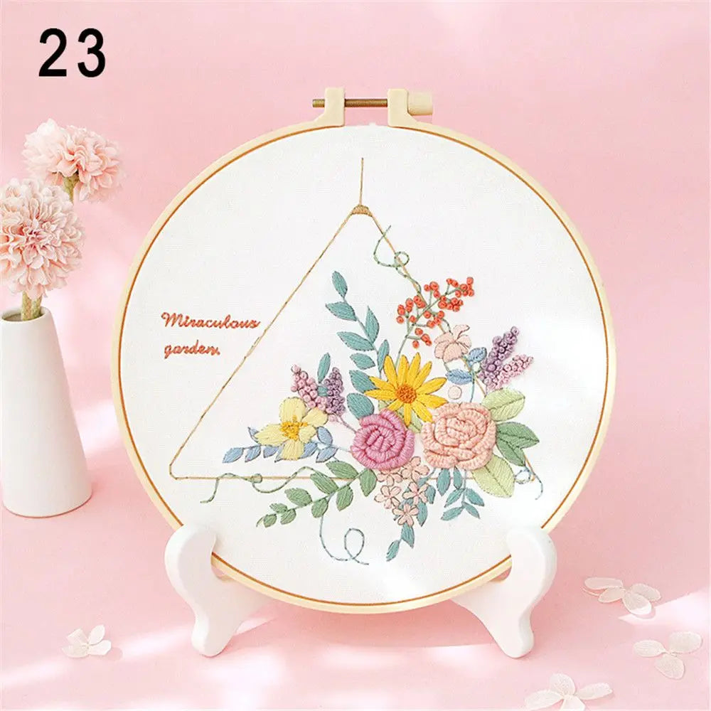 Borduurpakket Bloemen – Compleet Startpakket met borduurring (20 cm)