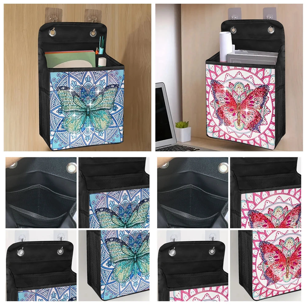 Diamond Painting Opbergzak met Vlinder en Katten – Hangbare Canvas Tas met Steentjes