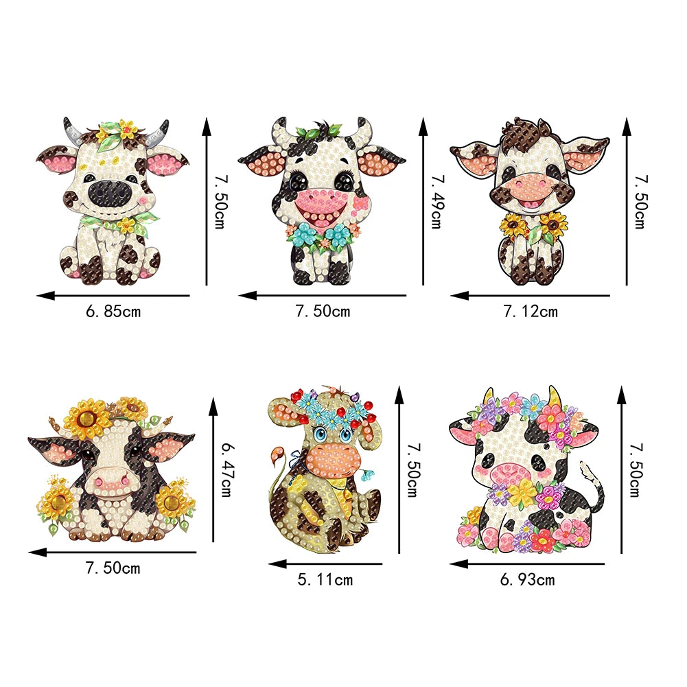 Diamond Painting Magneten – Set van 6 Koelkastmagneten met Steentjes (diverse ontwerpen)
