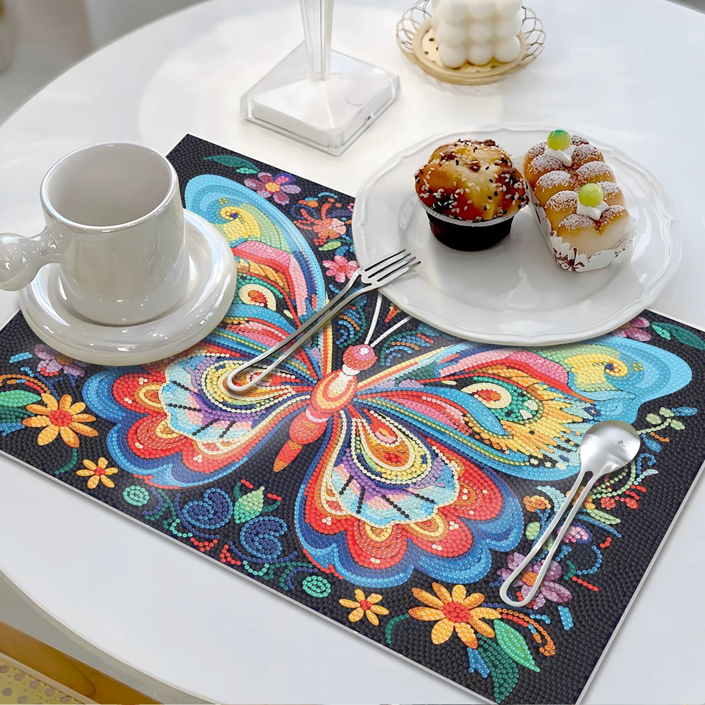 Diamond Painting Placemat met Vlinder – Uniek Handgemaakt Tafelkleed