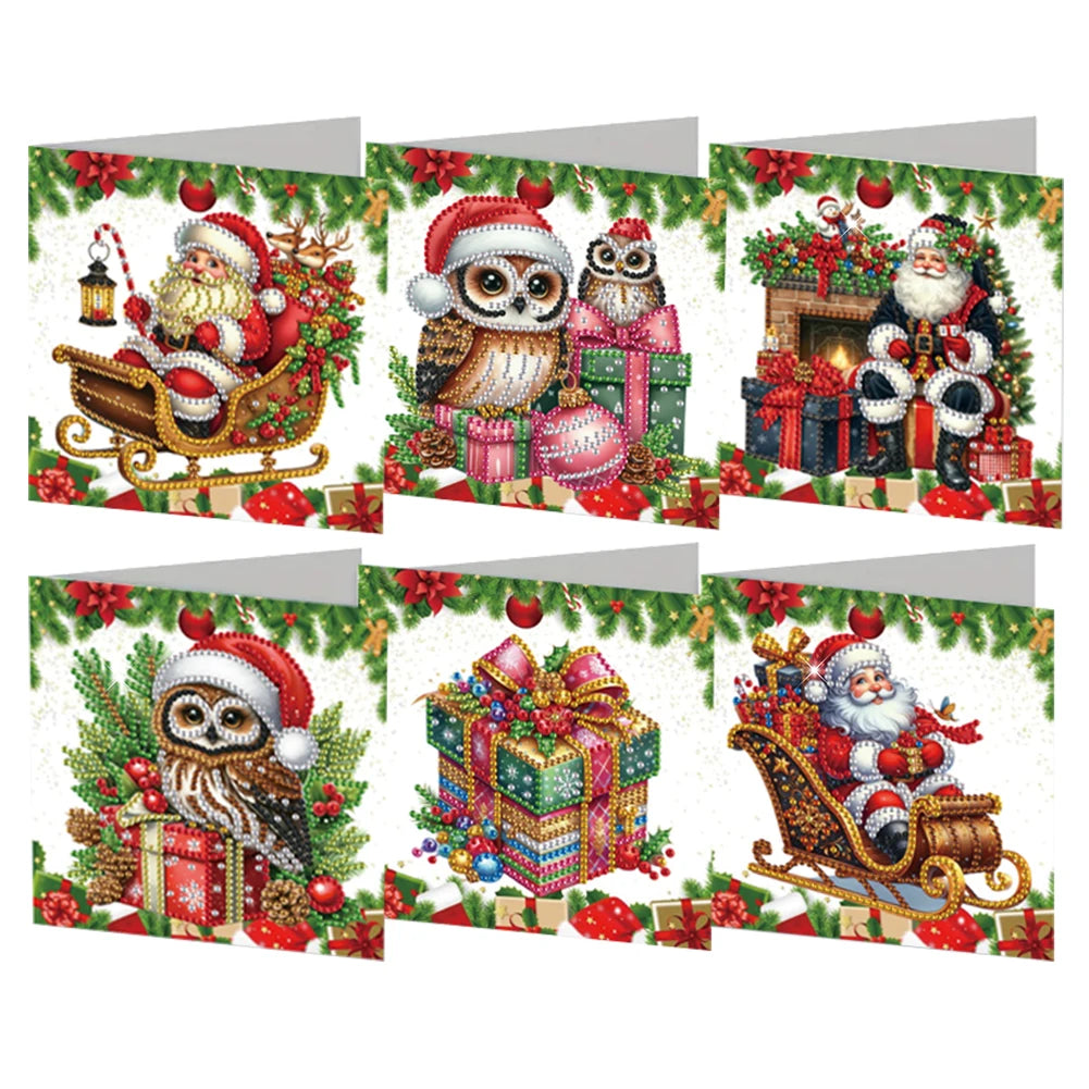 Diamond Painting Kerstkaarten set – 6 stuks creatieve kerstkaarten kit