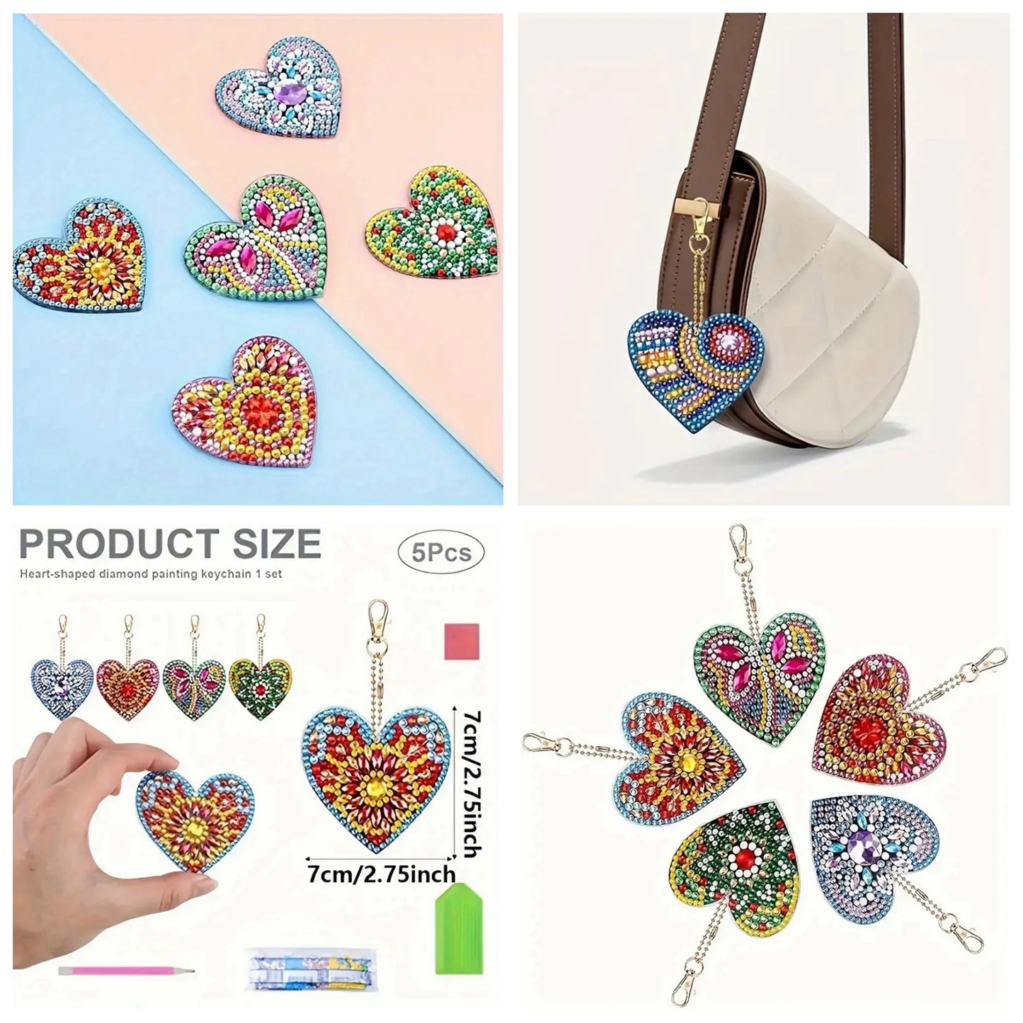 Diamond Painting Sleutelhangers Vlinder, hart of schildpad