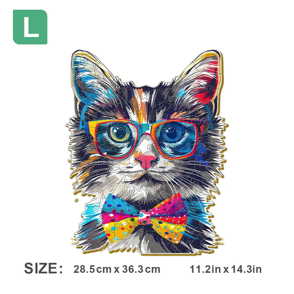 Houten figuren puzzel kat cadeau unieke vorm voor volwassenen en familie