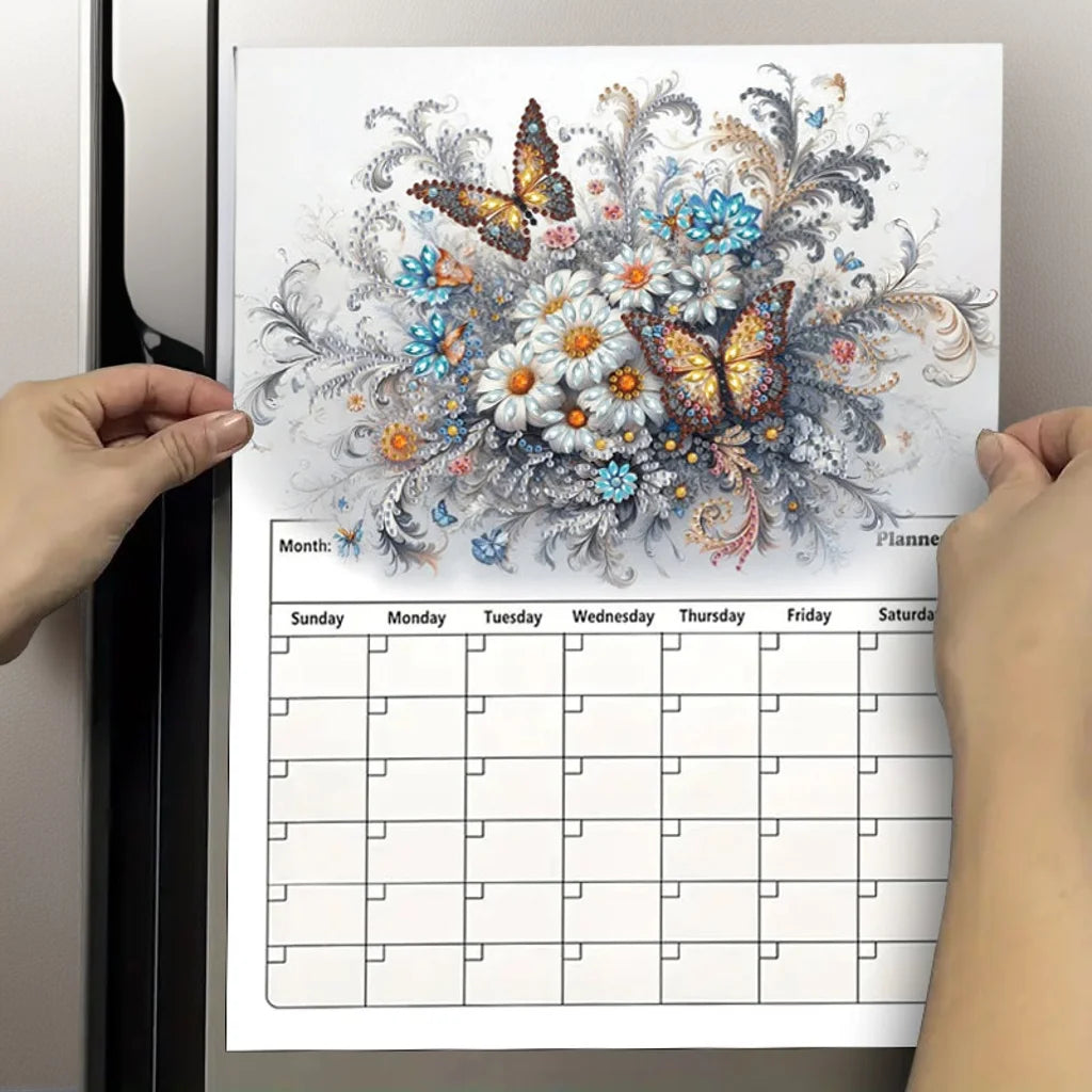 Diamond Painting Kalender Vlinder Magnetische Planner voor Koelkast