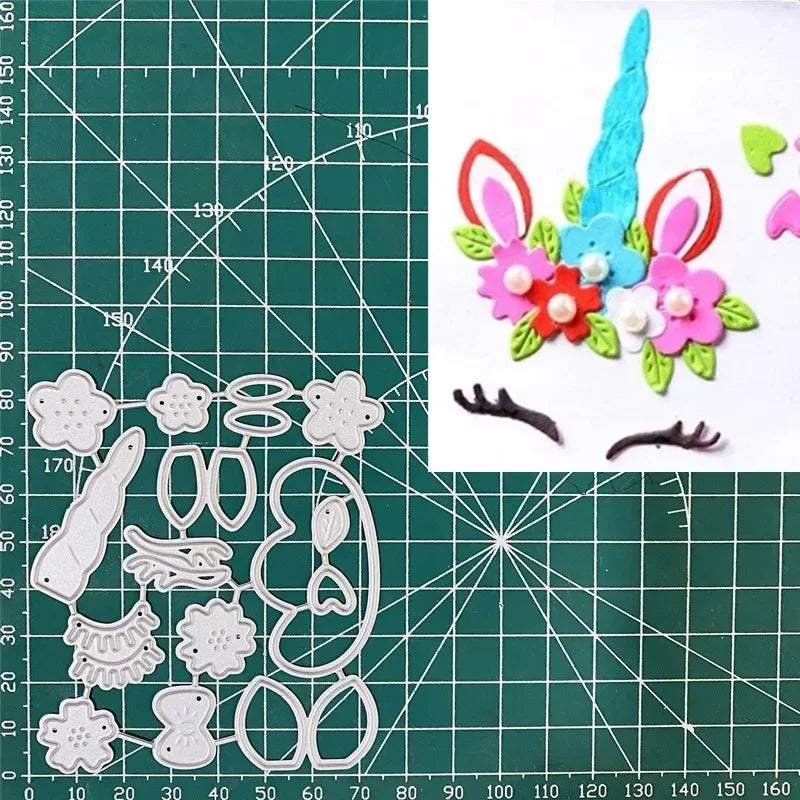 Metalen snijmal Eenhoorn Bloemen voor Scrapbooking en Kaarten