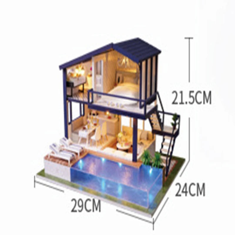 Zelfbouw Miniatuurhuisje – Compleet Houten Bouwpakket met Meubels