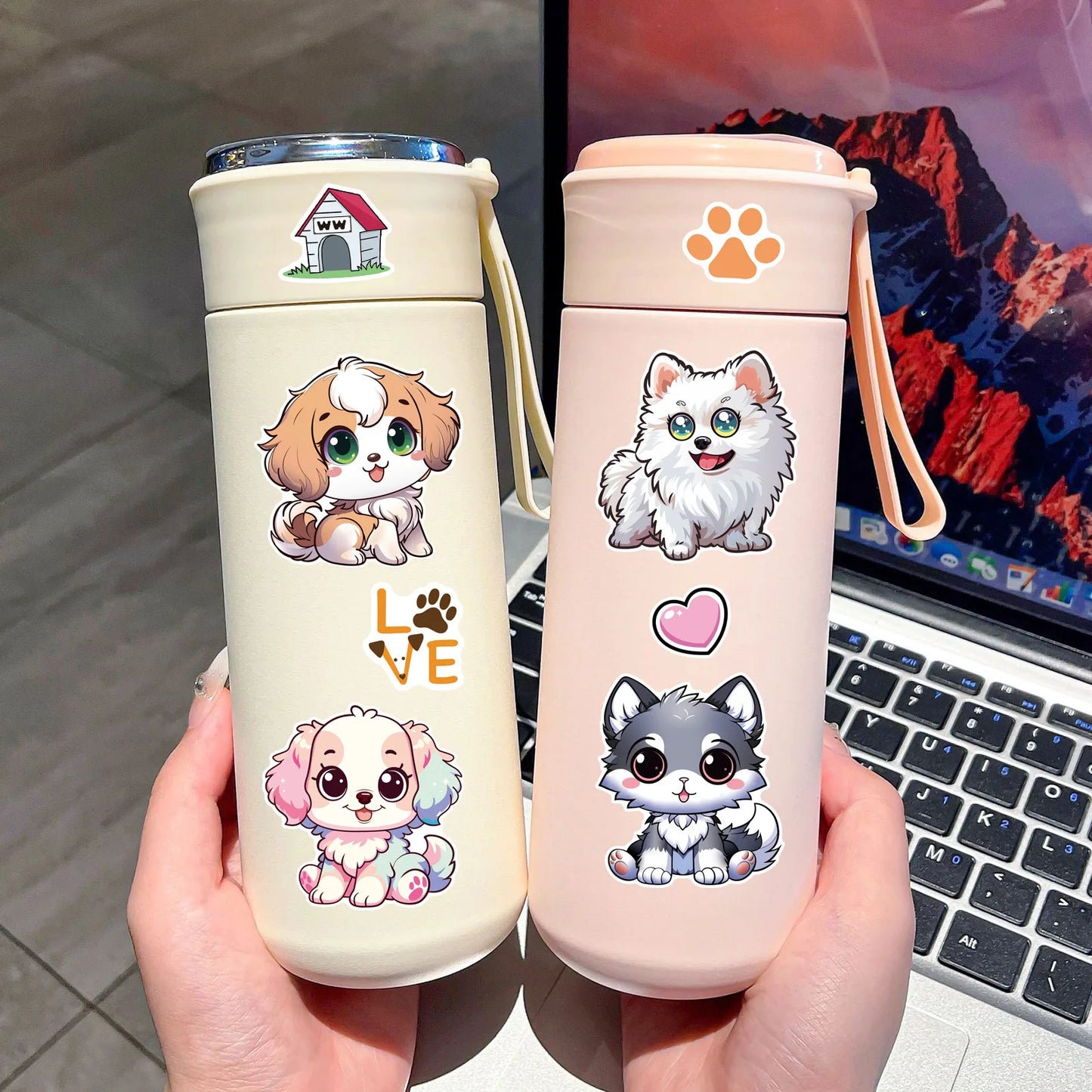 Sticker pret – Schattige cartoon hond stickers voor eindeloos plakplezier