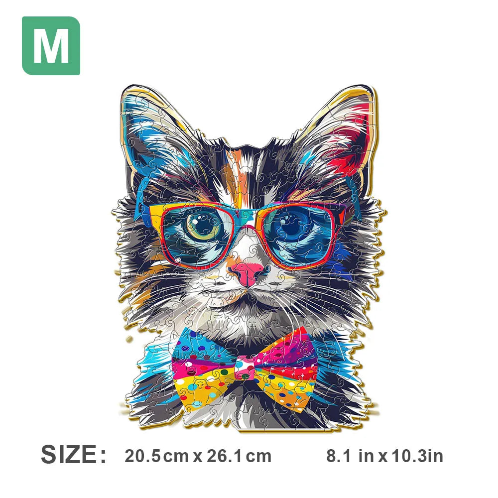 Houten figuren puzzel kat cadeau unieke vorm voor volwassenen en familie