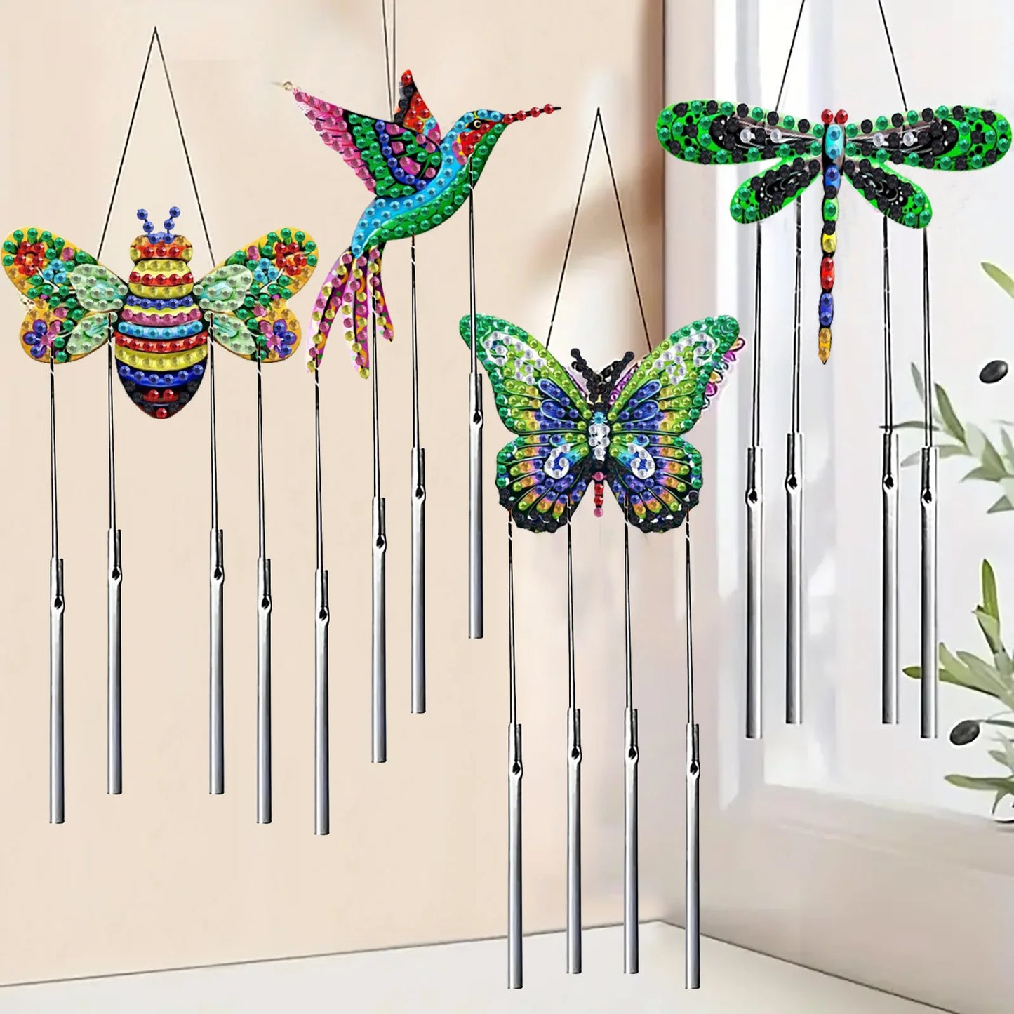 Diamond Painting Windgong Vlinders - Dubbelzijdig - Set van 4